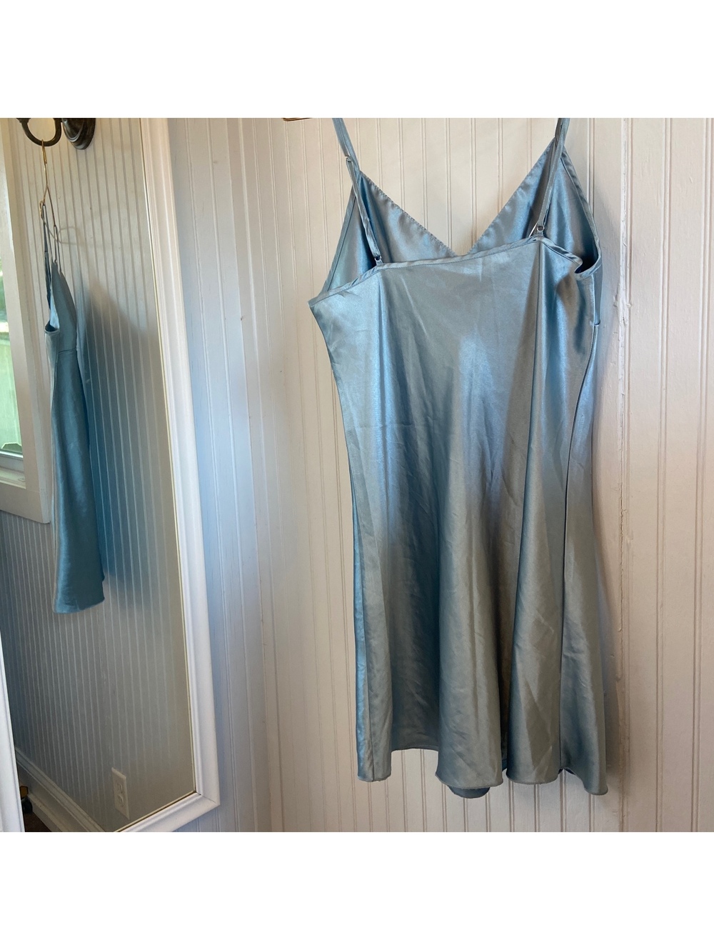 Y2k 90s Slip Dress Light Blue Satin Coquette Fairy Whimsy Feminine Romantic Boho - Picture 6 of 7